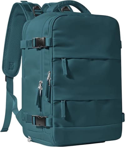 Reisrugzak voor Dames en Heren – Handbagage Rugzak Vliegtuig Goedgekeurd, Laptoprugzak 15,6 Inch, Waterdichte Backpack, Travel Rugzak, Rugtas met Meerdere Vakken voor Reizen, Werk, School en Dagelijks Gebruik - Pauw blauw