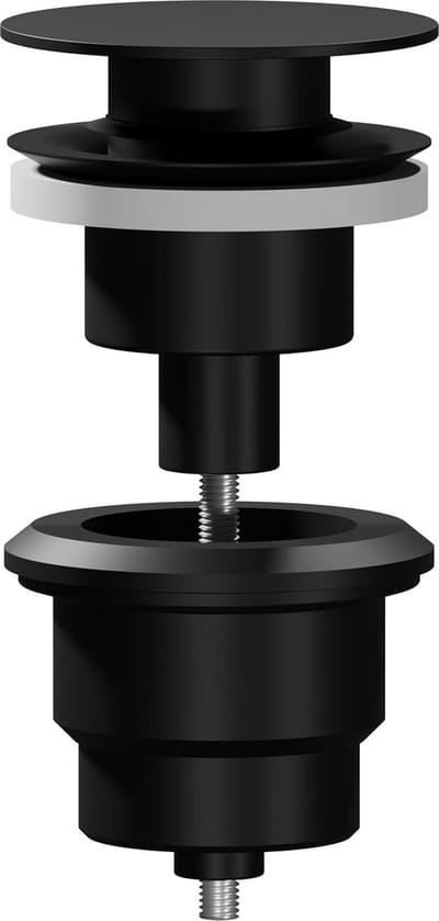 Universele Wastafel Klikplug met Platte Stop, Geschikt voor Bekkens Met en Zonder Overloop, Zwart