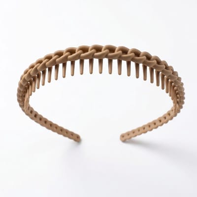 Beige kunststof haarband dames en heren – smalle haarband met schakel design en antislip tanden – flexibele unisex haar accessoire