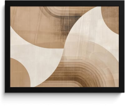 Poster in lijst - Fotolijst 40x30 cm - Posters - Retro - Geometrische lagen - Aardetinten - Posterlijst zwart - Decoratie - Wanddecoratie woonkamer - Muurdecoratie slaapkamer
