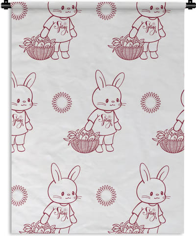 Wandkleed - Wanddoek - Konijnen - Patronen - Dieren - Cartoon - 90x120 cm - Wandtapijt