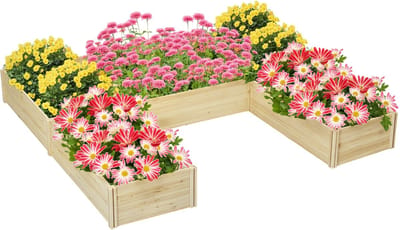 Killogood Set van 5 modulaire plantenbakken voor buiten van grenenhout, afm. 230L x 230l x 28H cm natuurlijk hout
