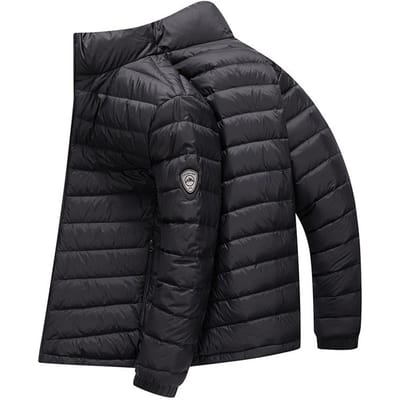 Licht en Dunne Donsjas Heren Nieuwe Opstaande Kraag Witte Eendendons Kort Model Herfst Donsjas voor Jonge en Middelbare Mannen 2XL black