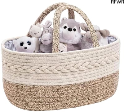 RFWR® Luierorganizer voor baby's - Draagbare mand van 100% katoen, Perfect cadeau voor pasgeborenen