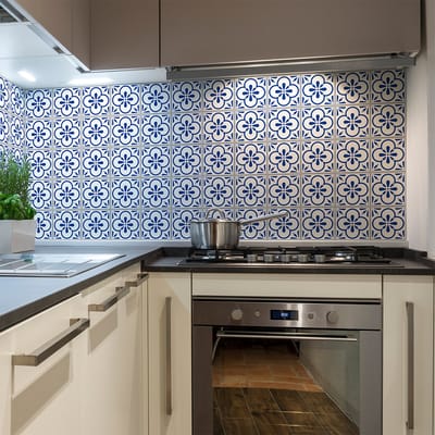 Zelfklevende tegelmuurstickers voor keuken en badkamer - 30 Azulejos cementtegelstickers - 30 stickers 20x20cm