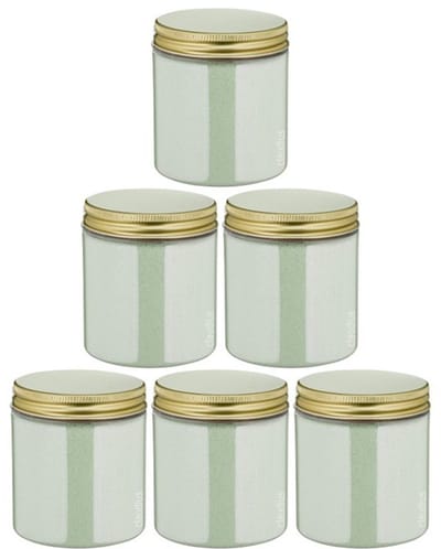 Scrubzout Dennen - 300 gram - Pot met gouden deksel - set van 6 stuks - Hydraterende Lichaamsscrub