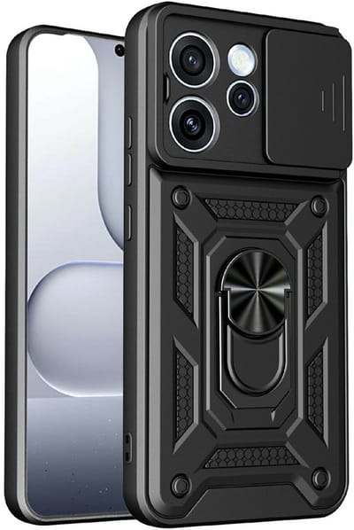 Coverup Hoesje - Geschikt voor OPPO Reno15 Pro Hoesje - Coverup Armor Ring Kickstand Back Cover met Camera Shield - Zwart