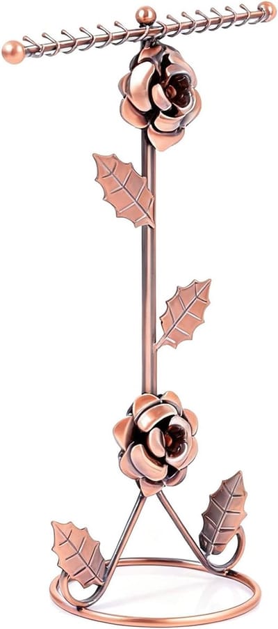 Metalen Sieradenhouder - Bloemvorm Display - Sieraden Organiseren - Verzwaarde Stabiele Basis - 31x26cm - Brons