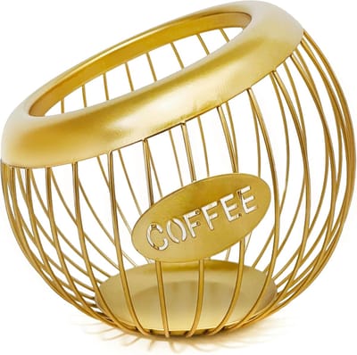 Opbergmand - Koffiecapsulehouder - Metalen Opbergmand voor Aanrecht - Grote Capaciteit - Voor Koffiebar Accessoires - Goud