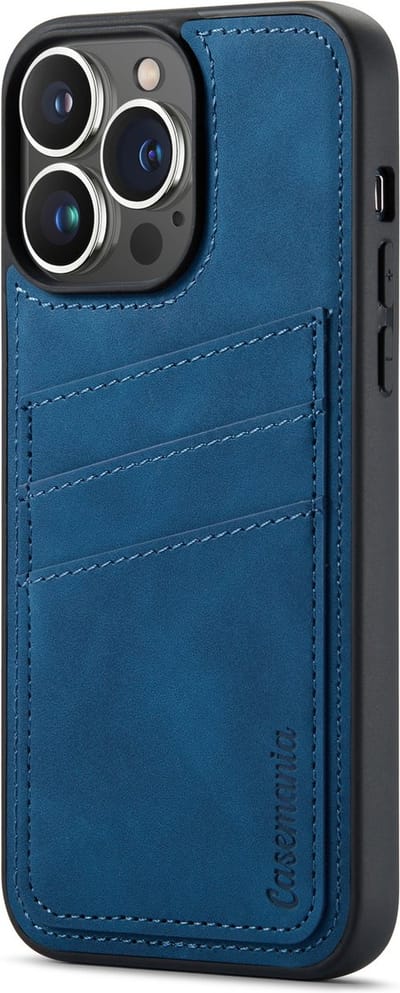 Casemania Hoesje Geschikt voor Apple iPhone 15 Pro Max - met Pasjeshouder Navy Blue - Back Cover met Kaarthouder