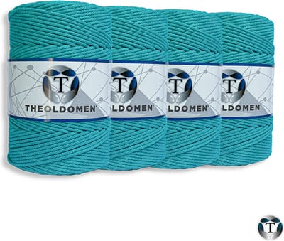 Macramé Koord | Bundelkorting | 800 meter | Teal | 100% Katoen | Macramé | Macramé Touw | 3mm | Triple Twist | Plantenhanger | Dromenvanger | Wandkleed | Weven | Knopen | Breien | Haken | DIY | TheOldOmen |