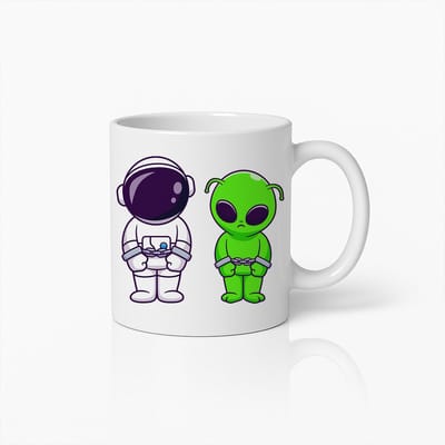 Grappige Astronaut en Alien Gaming Mok – Unieke Ruimte-Thema Koffiebeker voor Sci-Fi Fans