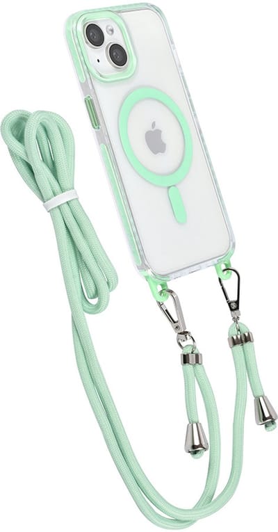 TUNIQ telefoonhoesje voor Apple iPhone 14 - MagSafe backcover met koord - Groen