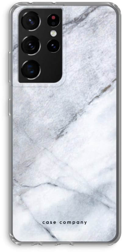Hoesje geschikt voor Samsung Galaxy S21 Ultra hoesje - Witte marmer - Soft Cover Telefoonhoesje - Bescherming aan alle Kanten en Schermrand