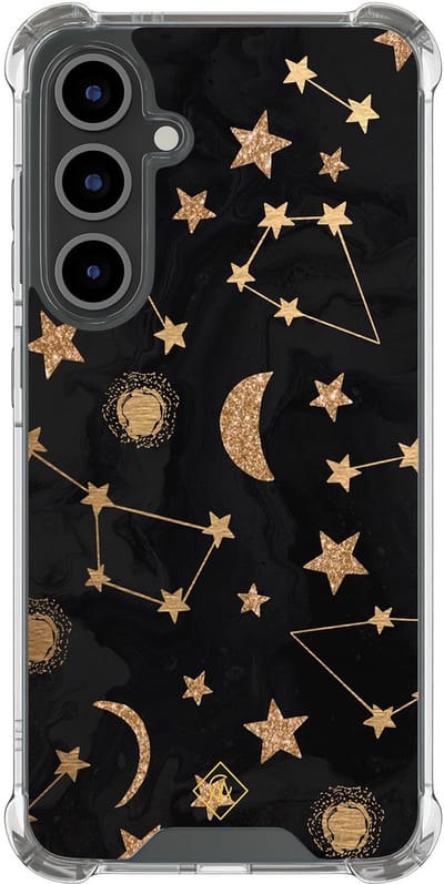 Casimoda® hoesje - Geschikt voor Samsung Galaxy S24 FE - Counting The Stars - Shockproof case - Extra sterk - TPU/polycarbonaat - Goudkleurig, Transparant