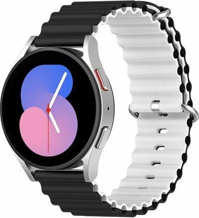 By Qubix - 20mm - Ocean Style bandje - Zwart / wit - Geschikt voor Huawei watch GT 2 (42mm) - Huawei watch GT 3 (42mm) - Huawei watch GT 3 Pro (43mm)