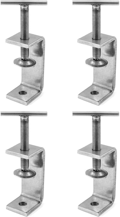 Dailygoods- C-klem 4-pack - roestvrijstalen Klemmen - zware Klem - voor Houtbewerking - handdraai - opening 65 mm