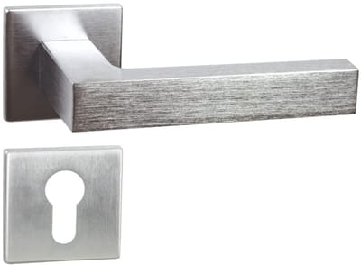 DOMINO YORK QR M4 Deurkruk op Vierkante Rozet PZ Profielcilinder - Satijn Chroom - Voor Binnendeuren - Aluminium Set