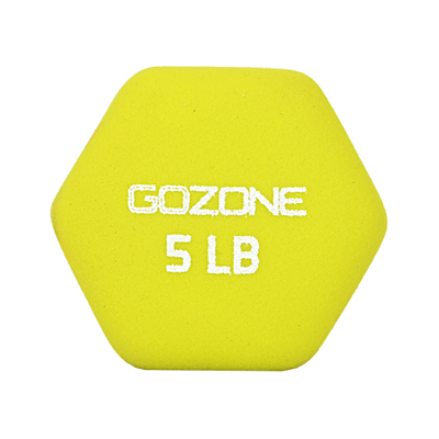 GoZone 5LB NEOPREEN HEX DUMBBELLEN Basishandgewichten van neopreen voor oefeningen en spierversteviging, comfortabele handgreep