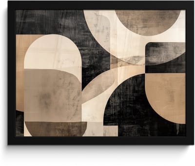 Poster in lijst - Fotolijst 40x30 cm - Posters - Abstract - Vormen - Modern - Beige - Posterlijst zwart - Decoratie - Wanddecoratie woonkamer - Muurdecoratie slaapkamer