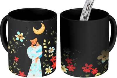 Magische Mok - Foto op Warmte Mokken - Koffiemok - Moeder - Kind - Kleurrijk - Bloemen - Magic Mok - Beker - 350 ML - Theemok