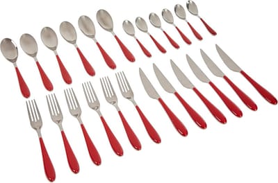 Solidchoice - 24-delige Bestekset met Rode Handgreep