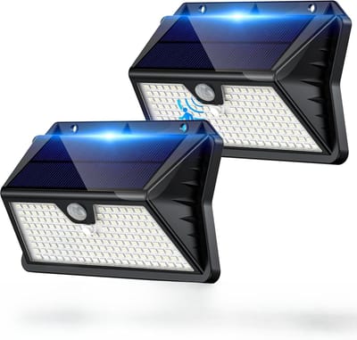 Buitenverlichting op zonne-energie met Bewegingsmelder - LED Schijnwerper, 3 Modi, Waterdicht, Tuinverlichting