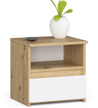 Nachtkastje CL1 met 1 Lade / AKORD Furniture Factory / Artisan Eik - Wit / 40 x 40 x 35 cm