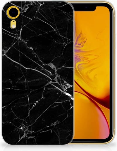 Apple iPhone Xr TPU Siliconen Hoesje Marmer Zwart - Origineel Cadeau Vader