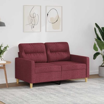 vidaXL - Tweezitsbank - 120 - cm - stof - wijnrood