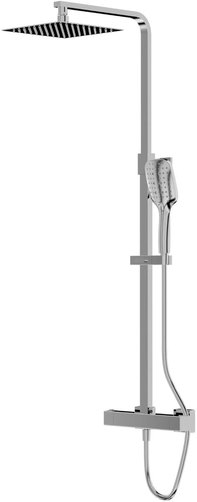 LAVITA® Glijstang Doucheset met Handdouche en Regendouche CETUS – Chroom Vierkant - Keramische Cartouche, ééngreeps, Waterbesparend - Hoofddouche - Douchecombinatie voor extra hygiëne en comfort
