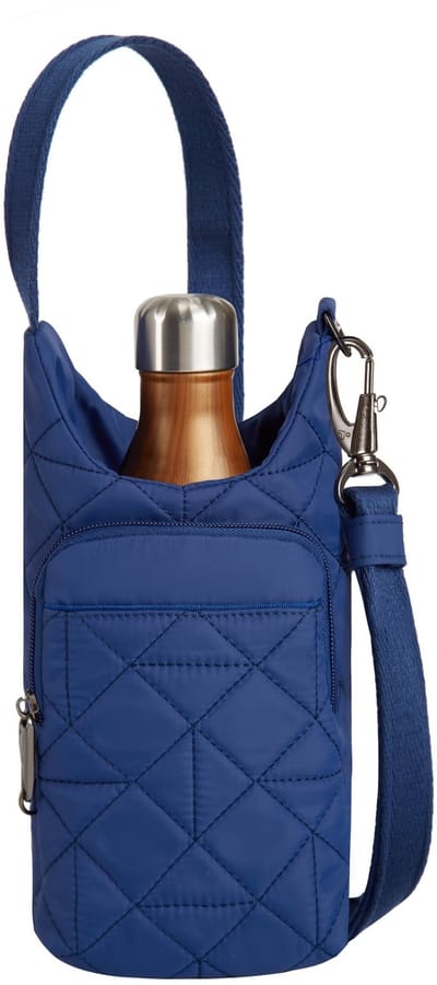 Travelon Boho Anti-Diefstal Waterflestas - Geïsoleerde Drinkfles Crossbody Tas met RFID & Telefoonvak - 1,5L - Blauw