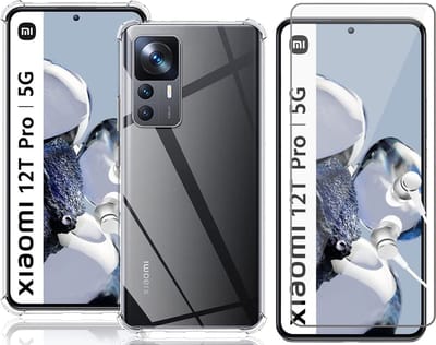 Hoesje geschikt voor Xiaomi 12T / 12T Pro - Screen Protector GlassGuard - Back Cover Case ShockGuard Transparant & Screenprotector