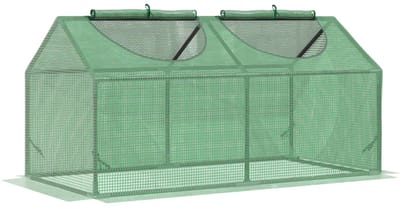 Mini Foliekas - Broeikas met Folie - Tunnelkas met Raam - Kas - PE-kas - Koude Bak - Kweektunnel - Kweekkas - Kastunnel - Groentekas - Plantenhuis - Plantenteelt - Tomatenkas - 120 x 60 x 60 cm - Stalen Frame - Groen