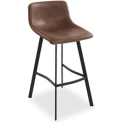 Tabouret de bar en simili cuir et métal marron foncé - VERSA - Lot de 5 - Industriel - Cuisine marron