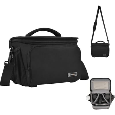 Cwatcun sac pour appareil photo sac à bandoulière pour appareil photo de voyage étui pour appareil photo résistant à l'eau et aux chocs pour large size noir