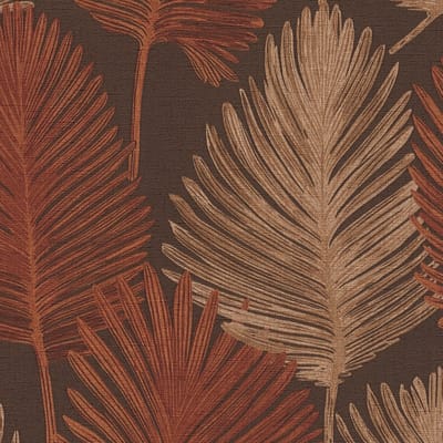 Natuur behang Profhome 786735-GU vliesbehang hardvinyl warmdruk in reliëf gestructureerd met bloemmotief mat bruin koper parelmoer-grijs roodbruin 5,33 m2