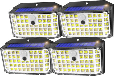 Zonne-energie Buitenlamp met Bewegingssensor - 176 LED, 270 Graden, IP65, 3 Modi