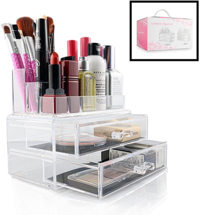 Make up Organizer met 8 Vakken & 2 Lades - Makeup Organizer Transparant - Sieraden - Make-up - Cosmetica - Opbergdoos