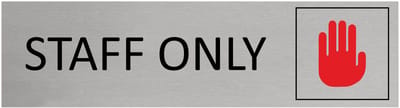 CombiCraft Aluminium deurbordje Staff only 165x45mm met tape - per stuk