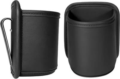 Set van 2 Auto Drinkbekers, Clip-on Fleshouder met Leerbescherming, Universele Organizer voor Achterbank, Geschikt voor Waterflessen en Grote Flessen, Zwart en Duurzaam