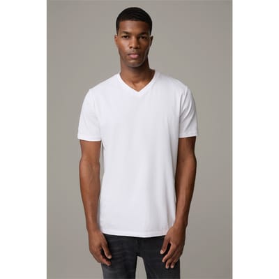 Katoenen stretch t-shirt, duopak, wit