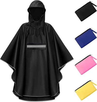Famanu – Regencape voor kinderen, waterdichte regenponcho met reflecterende details, geschikt voor 120–160 cm