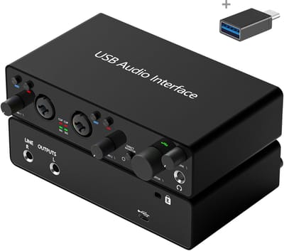 Delmark USB Audio-interface - 2e Generatie - 2i2 - 24bit - 192kHz - 2 ingangen - Zwart