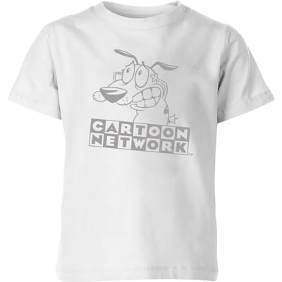 Courage The Cowardly Dog Outline Kids' T-Shirt - White - 98/104 (3-4 jaar)