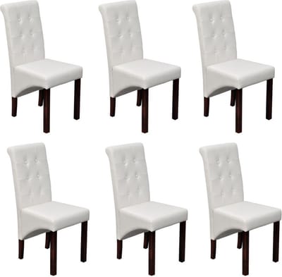 Medina Eetkamerstoelen 6 st kunstleer wit