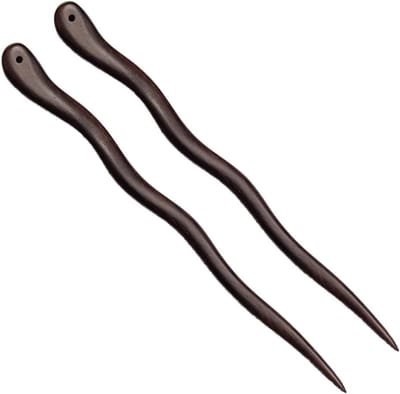 Handgemaakte Haarstokken van Natuurlijk Zwart Sandelhout, Retro Haarspelden voor Diverse Haarstijlen (2 Stuks)