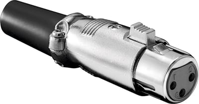 XLR 3-pins (v) connector met rubberen trekontlasting - verguld / grijs/zwart