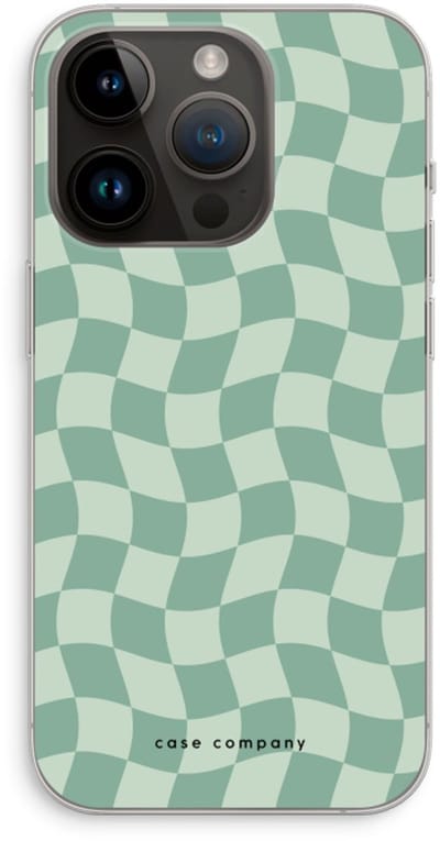 Case Company® - Hoesje geschikt voor iPhone 14 Pro hoesje - Grid Groen - Soft Cover Telefoonhoesje - Bescherming aan alle Kanten en Schermrand