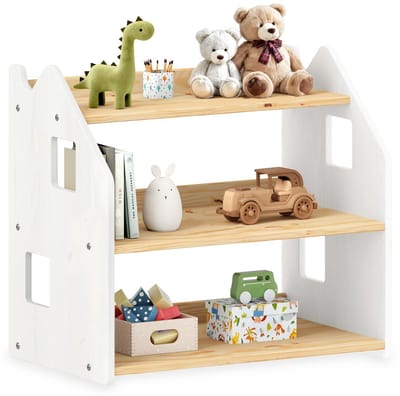 Kinderboekenkast YASMIN van massief hout – naturel/wit